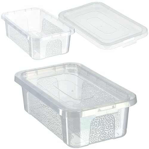 KADAX Rechteckige Aufbewahrungsbox mit Deckel, Aufbewahrungsbehälter, Stapelbehälter, Plastikbox, Kunststoffbox, Platzsparende Aufbewahrungskiste (4,5L, Transparent) von KADAX
