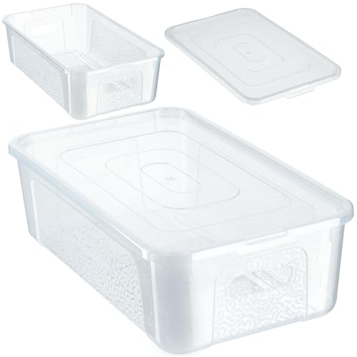 KADAX Rechteckige Aufbewahrungsbox mit Deckel, Aufbewahrungsbehälter, Stapelbehälter, Plastikbox, Kunststoffbox, Platzsparende Aufbewahrungskiste (5L, Transparent) von KADAX