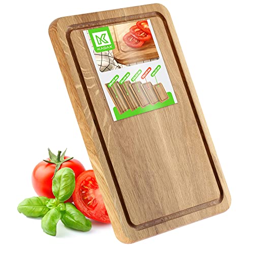 KADAX Rechteckiges Schneidebrett aus Eiche, Küchenbrett in 5 verschiedenen Größen, Holzbrett mit Saftrille, Servierbrett für Käse, Frühstücksbrettchen (20x30cm) von KADAX