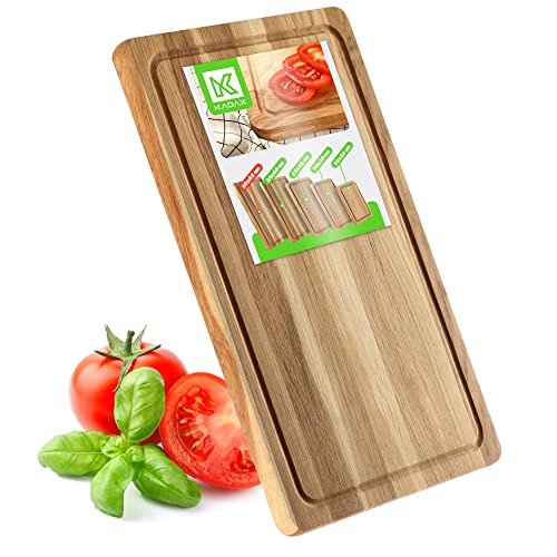 KADAX Rechteckiges Schneidebrett aus Eiche, Küchenbrett in 5 verschiedenen Größen, Holzbrett mit Saftrille, Servierbrett für Käse, Frühstücksbrettchen (30x45cm) von KADAX