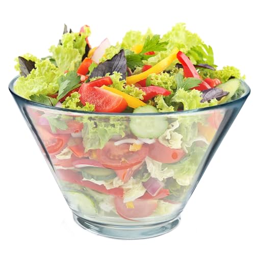 KADAX Salatschüssel, 16,6cm Schüssel aus Bleifreiem Glas, Spülmaschinenfeste Salatschale, Recyclebare Glasschale zum Servieren von Salat, Chips, Popcorn oder Kekse (1 x 17cm) von KADAX