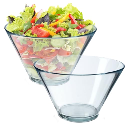 KADAX Salatschüssel, 16,6cm Schüssel aus Bleifreiem Glas, Spülmaschinenfeste Salatschale, Recyclebare Glasschale zum Servieren von Salat, Chips, Popcorn oder Kekse (2 x 17cm) von KADAX