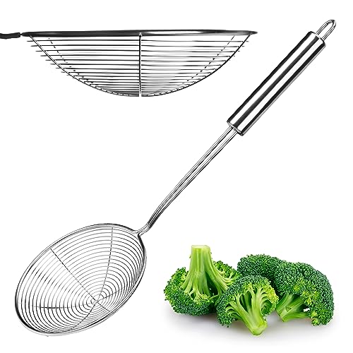 KADAX Schaumkelle, kleiner Durchschlag, Stahldurchschlag mit langem Griff, Abseihlöffel, Schaumlöffel, Schöpflöffel, Sieb, Blanchierheber (Silber) von KADAX