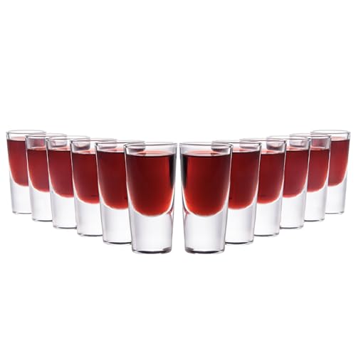 KADAX Schnapsgläser, Spülmaschinenfeste 25/28ml Shotgläser, Klassische Schnapsbecher aus transparentem, bleifreiem Glas, Stamper für Wodka, Likören und Tequila (12 Stück x 28ml) von KADAX