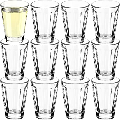 KADAX Schnapsgläser 50ml, Shotgläser-Set aus Natrium-Calcium-Glas, spülmaschinenfeste Likörgläser, Schnapsglas mit dickem Boden für Whisky, Tequila, Wodka (Transparent, 12 Stück) von KADAX