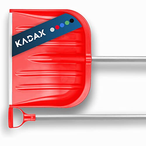KADAX Schneeschaufel mit ergonomischem Griff, Blattbreite: 49 cm, Kunststoff-Blatt, Schneeschieber, ideale Schneeschippe für kleine und große Schneemengen, Schneeräumer, stabil (Aluminium-Stiel, Rot) von KADAX