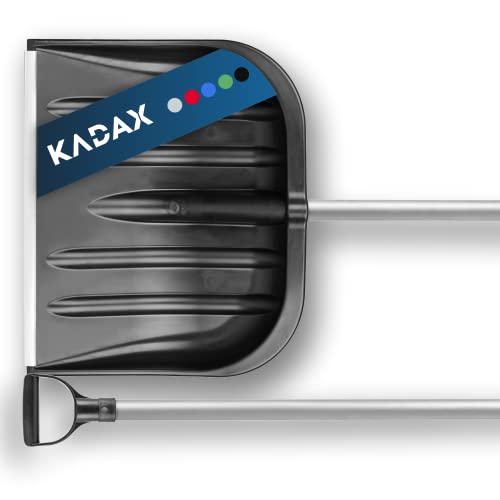 KADAX Schneeschaufel mit ergonomischem Griff, Kunststoff-Blatt, Schneeschieber, ideale Schneeschippe für kleine und große Schneemengen, Schneeräumer, stabil (Aluminium-Stiel, schwarz) von KADAX