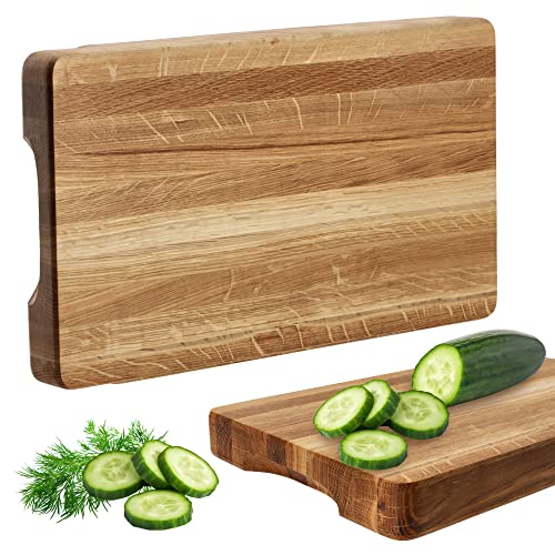 KADAX Schneidebrett aus Holz, Küchenbrett, 4cm dickes Fleischbrett aus Naturholz, Massives Eichenhackbrett, Servierbrett für Snacks, Käse, Früchte (30x50cm) von KADAX