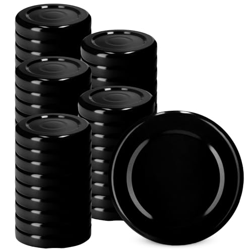 KADAX Schraubdeckel fi48 mm, Twist-Off-Deckel Set aus Metall, Ersatzdeckel für Gläser und Flaschen, Deckel mit 4 Einrastzähnen für Einmachgläser (Schwarz, 50 Stück) von KADAX
