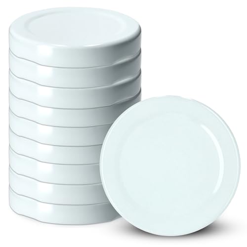 KADAX Schraubdeckel fi53 mm, Twist-Off-Deckel Set aus Metall, passend für 115ml Gläser, Ersatzdeckel mit 4 Einrastzähnen, Deckel für Flaschen und Einmachgläser (10 Stück, Weiß) von KADAX