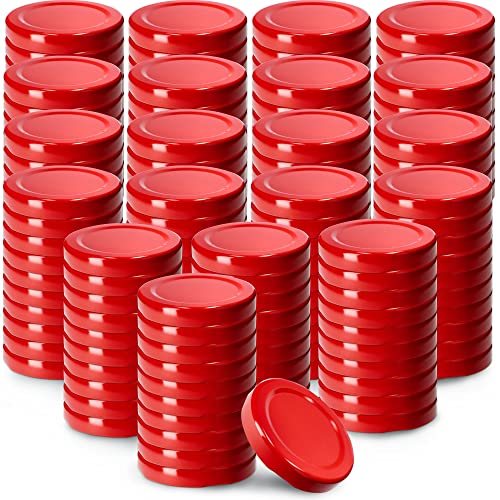 KADAX Schraubdeckel fi53 mm, Twist-Off-Deckel Set aus Metall, passend für 115ml Gläser, Ersatzdeckel mit 4 Einrastzähnen, Deckel für Flaschen und Einmachgläser (200 Stück, Rot) von KADAX