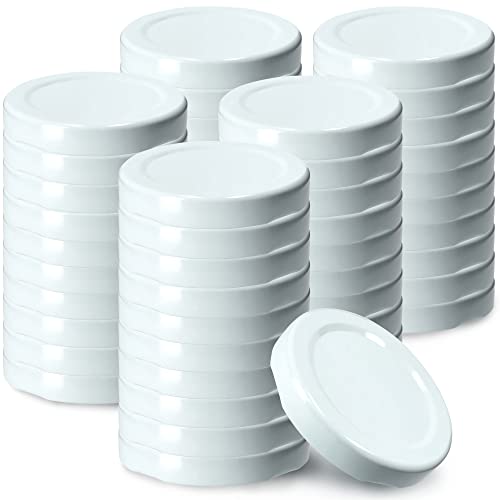 KADAX Schraubdeckel fi53 mm, Twist-Off-Deckel Set aus Metall, passend für 115ml Gläser, Ersatzdeckel mit 4 Einrastzähnen, Deckel für Flaschen und Einmachgläser (50 Stück, Weiß) von KADAX