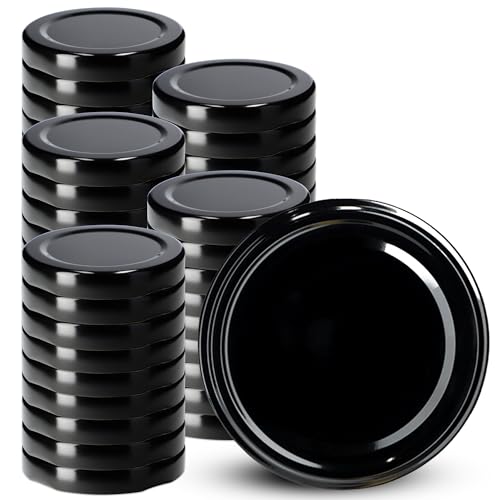 KADAX Schraubdeckel fi58 mm, Twist-Off-Deckel Set aus Metall, Ersatzdeckel für Gläser und Flaschen, Deckel mit 4 Einrastzähnen für Einmachgläser (Schwarz, 50 Stück) von KADAX