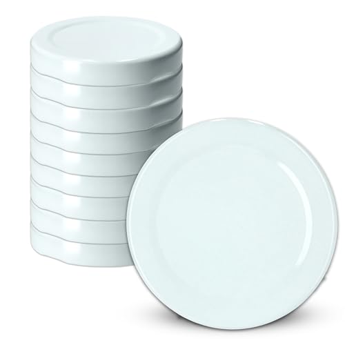 KADAX Schraubdeckel fi58 mm, Twist-Off-Deckel Set aus Metall, Ersatzdeckel für Gläser und Flaschen, Deckel mit 4 Einrastzähnen für Einmachgläser (Weiß, 10 Stück) von KADAX
