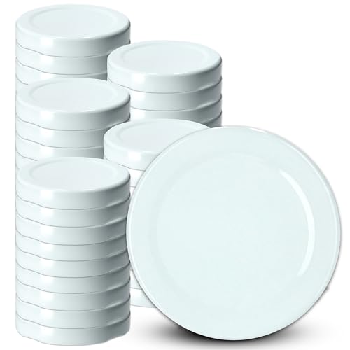 KADAX Schraubdeckel fi58 mm, Twist-Off-Deckel Set aus Metall, Ersatzdeckel für Gläser und Flaschen, Deckel mit 4 Einrastzähnen für Einmachgläser (Weiß, 50 Stück) von KADAX