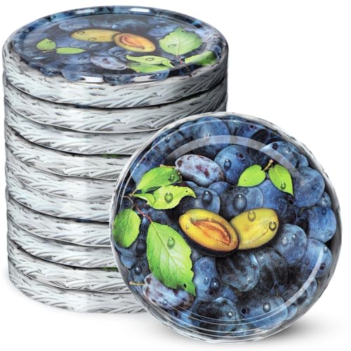 KADAX Schraubdeckel fi66 mm, Ersatzdeckel Set aus Metall, Einmachdeckel passend für 200ml und 315ml Gläser, Twist-Off-Deckel mit 4 Einrastzähnen, Deckel (Pflaumen, 10 Stück) von KADAX