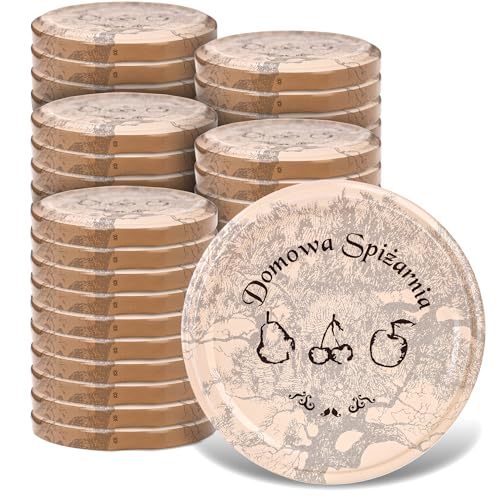 KADAX Schraubdeckel fi66 mm, Ersatzdeckel Set aus Metall, Einmachdeckel passend für 200ml und 315ml Gläser, Twist-Off-Deckel mit 4 Einrastzähnen, Deckel (Beige, 50 Stück) von KADAX