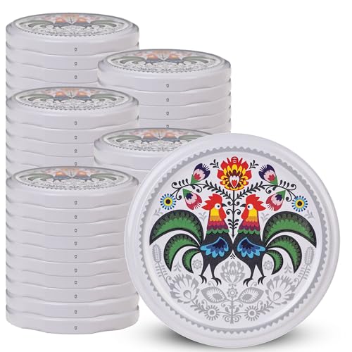 KADAX Schraubdeckel fi66 mm, Ersatzdeckel Set aus Metall, Einmachdeckel passend für 200ml und 315ml Gläser, Twist-Off-Deckel mit 4 Einrastzähnen, Deckel (Hähne, 50 Stück) von KADAX
