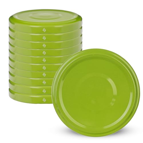 KADAX Schraubdeckel fi66 mm, Ersatzdeckel Set aus Metall, Einmachdeckel passend für 200ml und 315ml Gläser, Twist-Off-Deckel mit 4 Einrastzähnen, Deckel (Hellgrün, 10 Stück) von KADAX