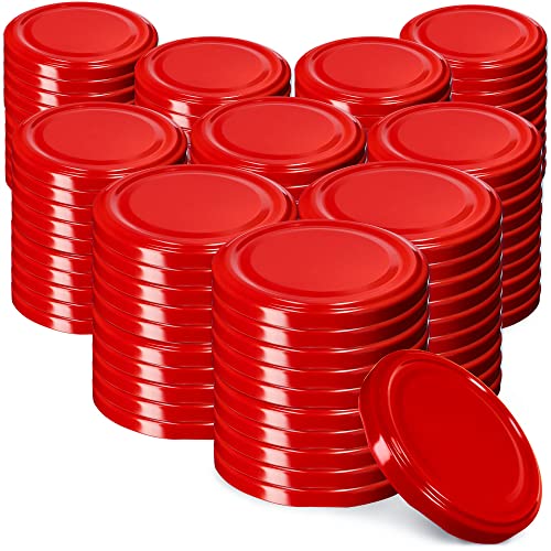 KADAX Schraubdeckel fi82 mm, Twist-Off-Deckel Set aus Metall, Ersatzdeckel für Einmachgläser, Deckel mit 6 Einrastzähnen für Sturzgläser und Einmachgläser (Rot, 100 Stück) von KADAX