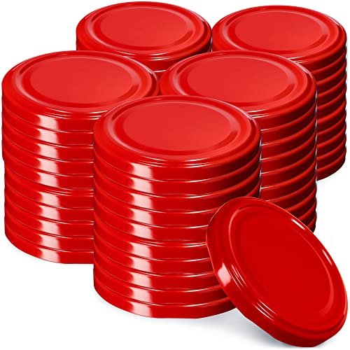KADAX Schraubdeckel fi82 mm, Twist-Off-Deckel Set aus Metall, Ersatzdeckel für Einmachgläser, Deckel mit 6 Einrastzähnen für Sturzgläser und Einmachgläser (50 Stück, Rot) von KADAX