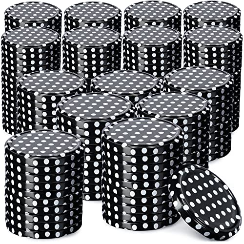 KADAX Schraubdeckel fi82 mm, Twist-Off-Deckel Set aus Metall, Ersatzdeckel für Einmachgläser, Deckel mit 6 Einrastzähnen für Sturzgläser und Einmachgläser (Schwarz gepunktet, 200 Stück) von KADAX