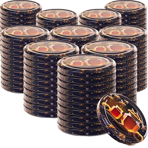 KADAX Schraubdeckel fi82 mm, Twist-Off-Deckel Set aus Metall, Ersatzdeckel für Einmachgläser, Deckel mit 6 Einrastzähnen für Sturzgläser und Einmachgläser (schwarzer Honig, 100 Stück) von KADAX