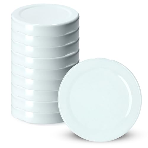 KADAX Schraubdeckel für Gläser, Twist-Off-Deckel aus Metall fi 33mm, Ersatzdeckel für Einmachgläser, Deckel für Sturzgläser, Flaschen und Einmachgläser (10 Stück, Weiß) von KADAX