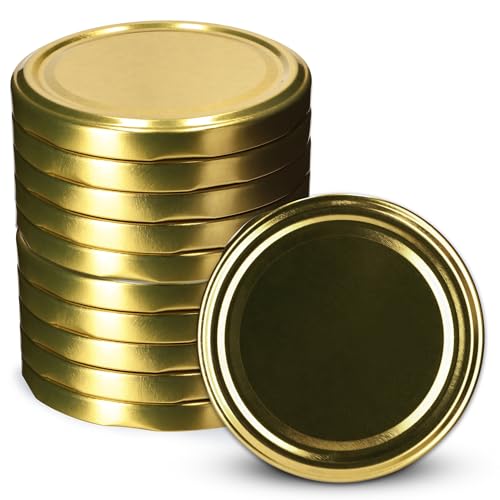 KADAX Schraubdeckel für Gläser, Twist-Off-Deckel aus Metall fi 63mm, Ersatzdeckel für Einmachgläser, Deckel für Sturzgläser, Flaschen und Einmachgläser (10 Stück, Gold) von KADAX