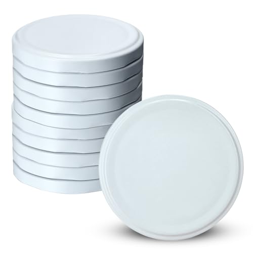 KADAX Schraubdeckel für Gläser, Twist-Off-Deckel aus Metall fi 63mm, Ersatzdeckel für Einmachgläser, Deckel für Sturzgläser, Flaschen und Einmachgläser (Weiß, 10 Stück) von KADAX