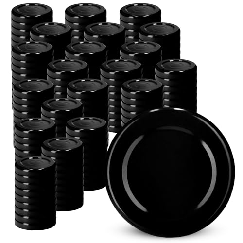 KADAX Schraubdeckel für Gläser, fi 38mm Ersatzdeckel, Twist-Off-Deckel aus Metall, Deckel für Einmachgläser, Flaschen und Sturzgläser, Schraubgläser (Schwarz, 200 Stück) von KADAX