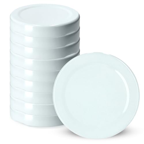 KADAX Schraubdeckel für Gläser, fi 38mm Ersatzdeckel, Twist-Off-Deckel aus Metall, Deckel für Einmachgläser, Flaschen und Sturzgläser, Schraubgläser (Weiß, 10 Stück) von KADAX