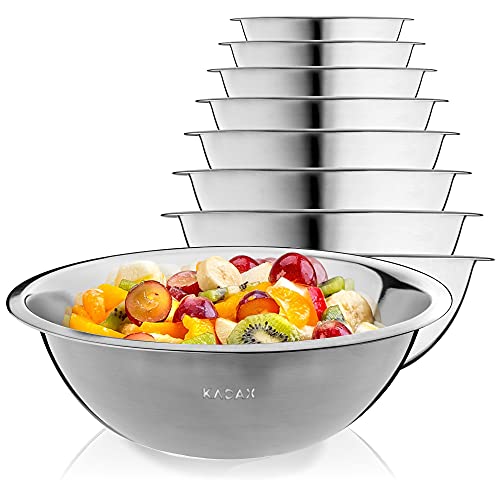 KADAX Schüssel aus Edelstahl, Rührschüssel, Salatschüssel mit hohem Rand, multifunktionale Küchenschüssel, Servierschüssel, Edelstahlschüssel für Küche, Salat, Teig, rund (Ø 18 cm) von KADAX