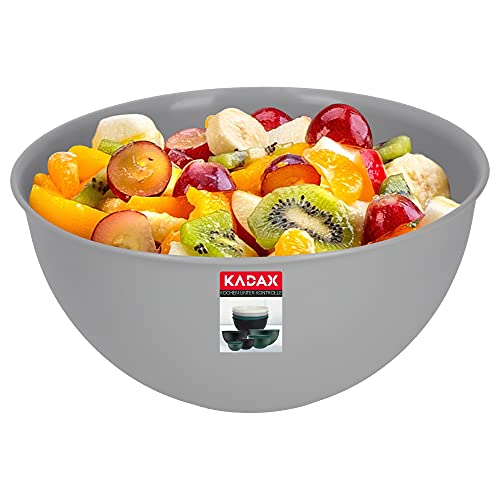 KADAX Schüssel aus Kunststoff, Salatschüssel, stapelbare Rührschüssel, Plastikschüssel, Küchenschüssel, runde Servierschüssel für Küche, Salat, Teig, spülmaschinenfest (1L, grau) von KADAX