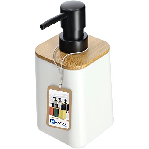 KADAX Seifenspender mit Pumpe, Pumpspender in 6, Flüssigflasche mit Deckel aus Bambus, Seifendosierer für Badezimmer, Küche und Waschküche (Weiß) von KADAX