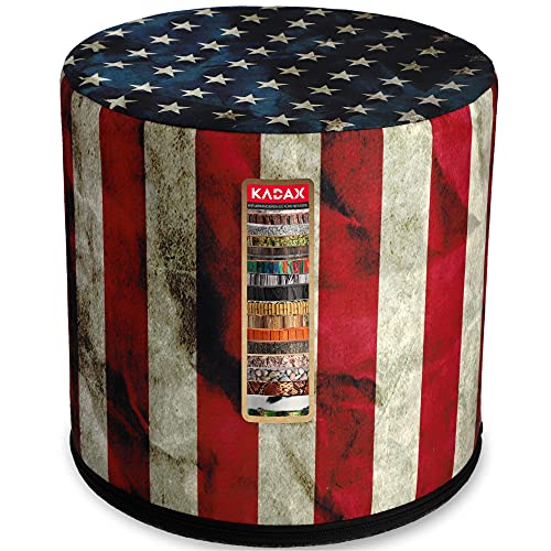 KADAX Sitzpouf, Sitzpuff, runder Sitzhocker, Ø 40,5 x 41 cm, modernes Design, Puff mit waschbarem Bezug, Sitzsack, Bodenkissen, Deko-Hocker, Fußhocker, Sitzkissen, Stoffhocker (Flagge) von KADAX