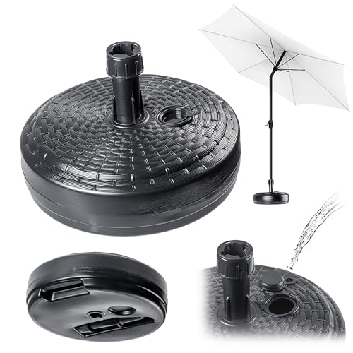 KADAX Sonnenschirmständer, Runder Schirmständer, Schirmhalter befüllbar mit Sand Wasser oder Kies, Ständer aus Kunststoff für Garten, Terrasse, Strand (Version 2 Rund, Anthrazit) von KADAX