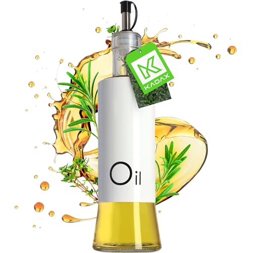 KADAX Spender für flüssige Würzmittel, Glasflasche mit Stahlelementen, Glasspender für Öl, Essig, Vinaigrette, Ölbehälter, Olivenöl-Spender (Öl, weiß) von KADAX
