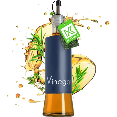 KADAX Spender für flüssige Würzmittel, Glasflasche mit Stahlelementen, Glasspender für Öl, Essig, Vinaigrette, Ölbehälter, Olivenöl-Spender (Vinaigrette, dunkelblau) von KADAX