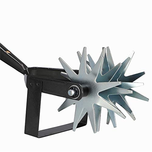 KADAX Sternfräse mit Jätemesser mit Holzstiel, Kultivator, Gartenfräse, Rollkultivator, Krümler zum Lockern des Bodens, Grubber, Rollhacke (Mit 4 Sternen, Holzstiel) von KADAX