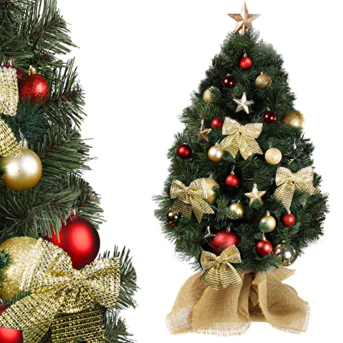 KADAX Künstlicher Weihnachtsbaum 80cm, klein Tannenbaum mit 105 Zweige, Mini Tanne mit Jute, Tisch Christmasbaum aus PVC-Folie, Kunsttanne, Kunsttannenbäume (Klaus 80cm) von KADAX