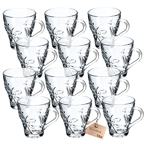 KADAX Teegläser, 12er Set, Gläser mit Griff, Wassergläser, Saftgläser, Glastassen, Gläserset für Tee, Kaffee, Wasser, Drink, Eistee, Saft, Garten, Trinkgläser, spülmaschinenfest (Anna 12 Stück, 250ml) von KADAX