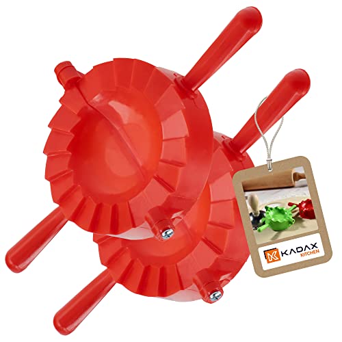 KADAX Teigtaschenformer, Rote/Grüne Form für Teigtaschen und Ravioli, Pierogi-Maker, Knödel Ausstecher, Manuelle Teigpresse, Dumpling Maker Maschine (Rot 2 Stück) von KADAX
