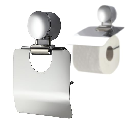 KADAX Toilettenpapierhalter, 18x13,5x3,5cm WC-Papierhalter aus Edelstahl mit Abdeckung, Klopapierhalter mit Montagezubehör, Klorollenhalter für Toilette (Silber) von KADAX