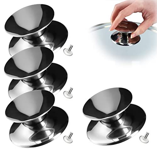 KADAX Topfdeckelgriff, feuerfester Deckelknopf aus Kunststoff und Edelstahl, universaler Haltegriff für Topfdeckel, Topfdeckelknopf für Glasdeckel (4 Stück, Silber) von KADAX