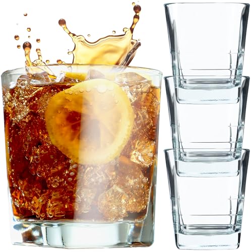 KADAX Trinkgläser, Cocktailgläser aus robustem Glas, Spülmaschinenfeste Longdrinkgläser, Universalgläser, Getränkegläser für Wasser, Saft, Drinks oder Whisky (4 x 270ml, Niedrig) von KADAX