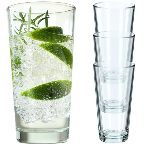 KADAX Trinkgläser, Cocktailgläser aus robustem Glas, Spülmaschinenfeste Longdrinkgläser, Universalgläser, Getränkegläser für Wasser, Saft, Drinks oder Whisky (4 x 340 ml) von KADAX