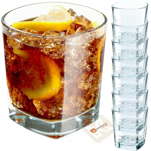 KADAX Trinkgläser, Cocktailgläser aus robustem Glas, Spülmaschinenfeste Longdrinkgläser, Universalgläser, Getränkegläser für Wasser, Saft, Drinks oder Whisky (8 x 270ml, Niedrig) von KADAX