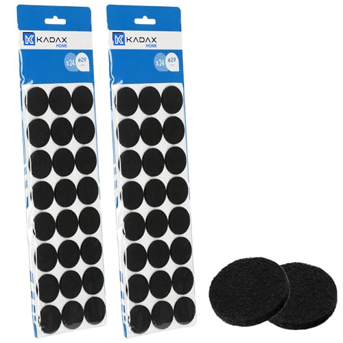 KADAX Universelle Filzgleiter zum Bodenschutz, Selbstklebende Möbelgleiter aus Filz, Stuhlgleiter mit Idealer Klebkraft, Weiche Filzauflagen für Möbelfüße (Rund Schwarz, ⌀ 29mm - 2 Stück) von KADAX