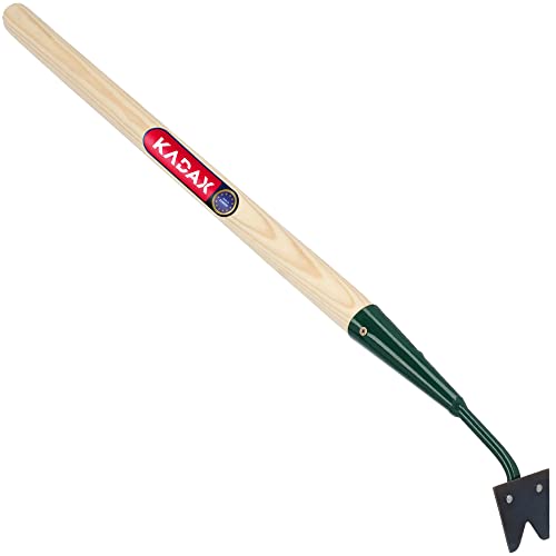 KADAX Unkrautstecher 55cm, Unkrautentferner aus Metall, Stecher für effizientes Entfernen von Unkraut, Unkrautjäter mit langem Stiel aus Holz, komfortabler Weeder mit Zwei Klingen von KADAX